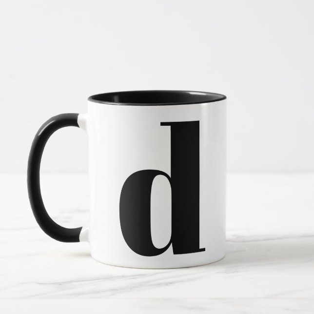 Caneca Monograma Moderno - Letra Inicial D Preto e Branco (Esquerda)