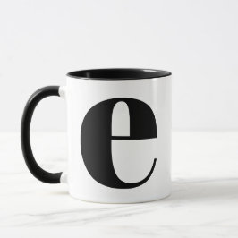 Caneca Monograma Moderno - Letra Inicial E Preto e Branco