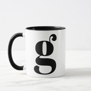 Caneca Monograma Moderno - Letra Inicial G Preto e Branco