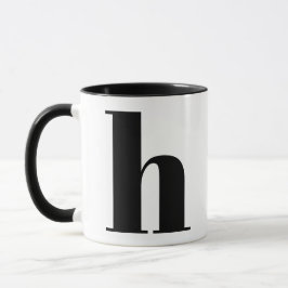 Caneca Monograma Moderno - Letra inicial h preto e branco
