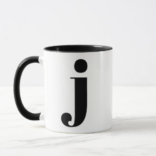 Caneca Monograma Moderno - Letra Inicial J Preto e Branco