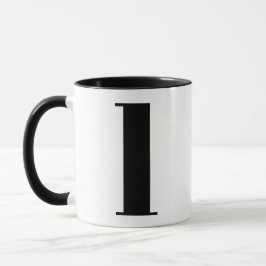 Caneca Monograma Moderno - Letra inicial l preto e branco