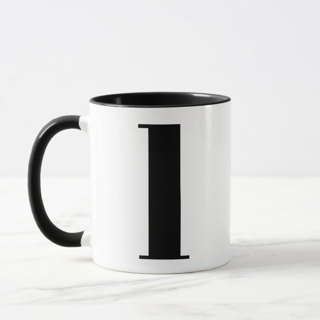 Caneca Monograma Moderno - Letra inicial l preto e branco (Esquerda)