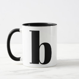 Caneca Monograma Moderno - Letra Inicial Preta e Branco B
