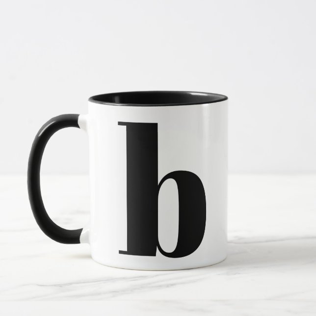Caneca Monograma Moderno - Letra Inicial Preta e Branco B (Esquerda)