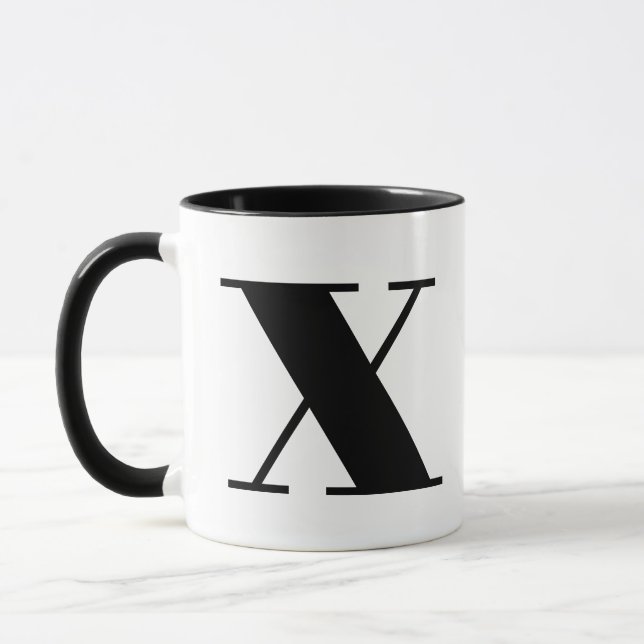 Caneca Monograma Moderno - Letra Inicial x Preto e Branco (Esquerda)