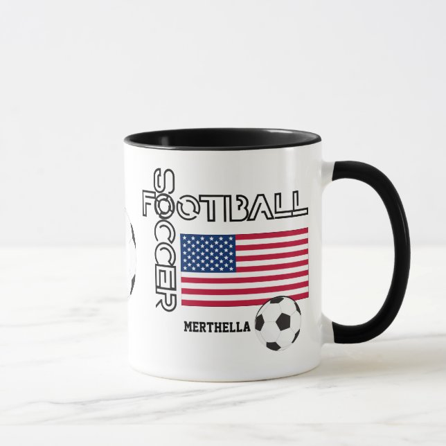 Caneca Monograma Mundial de Futebol Patriótico dos EUA (Direita)