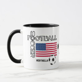 Caneca Monograma Mundial de Futebol Patriótico dos EUA