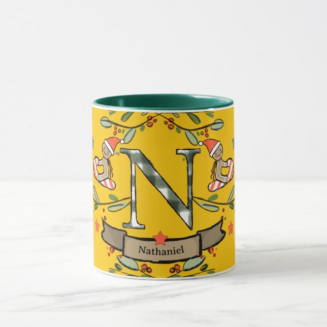 Caneca Monograma "N" de Natal Retro Bastante Bastante (Centro)