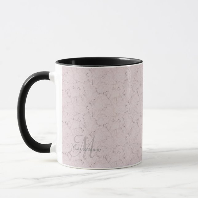 Caneca Monograma Nome personalizado Blush Pink Cinza (Esquerda)
