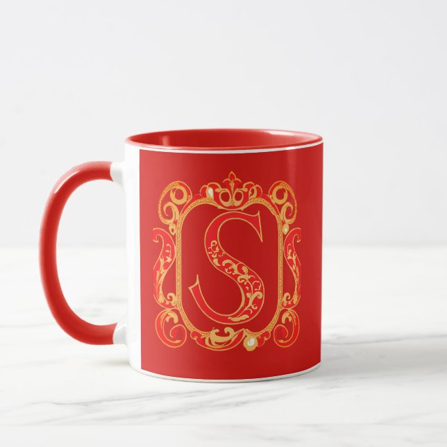 Caneca Monograma ornamental antigo - maiúsculo S (Esquerda)