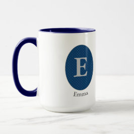 Caneca Monograma Personalizado Azul Elegante
