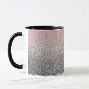 Caneca Monograma personalizado brilho brilho cor-de-rosa