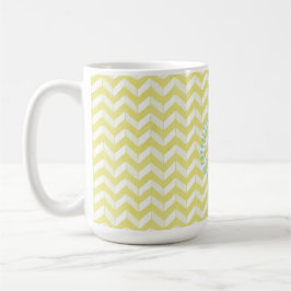 Caneca Monograma Personalizado Chevron Amarelo Chic Paste