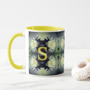 Caneca Monograma Personalizado Com Seu Nome Inicial Flor