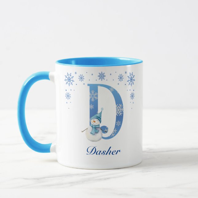Caneca Monograma personalizado de floco de neve de Natal  (Esquerda)