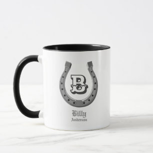 Caneca Monograma Personalizado de Sapato de Cavalo de Cow