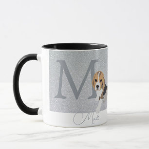 Caneca Monograma Personalizado de Sobrevoo do Cão-Bola-De