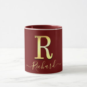 Caneca Monograma Personalizado Dourado Elegante ou Mug de