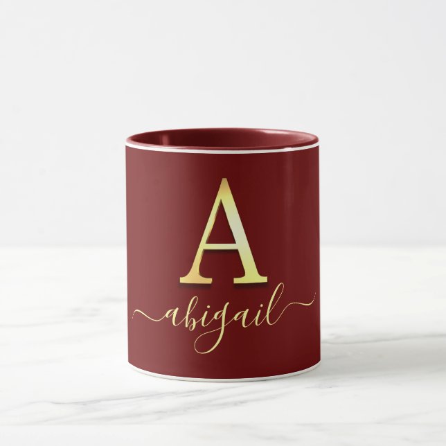 Caneca Monograma Personalizado Elegante Um Nome (Centro)