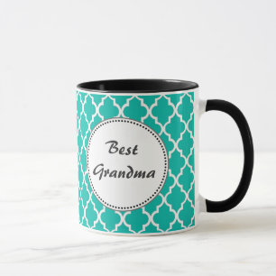 Caneca Monograma personalizado em azul verde com trevo de