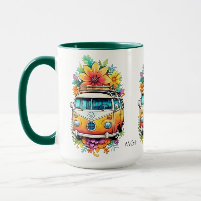 Caneca Monograma Personalizado Hippie Van (Esquerda)