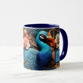 Caneca Monograma Personalizado Incrível - Pavão-Pavão