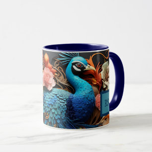 Caneca Monograma Personalizado Incrível - Pavão-Pavão