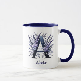 Caneca Monograma Personalizado Inicial A Floral Nome Pers