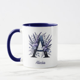 Caneca Monograma Personalizado Inicial A Floral Nome Pers