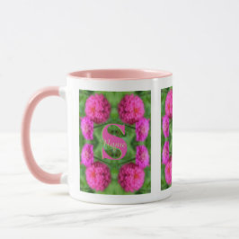 Caneca Monograma Personalizado Inicial Nome Zínias Rosa