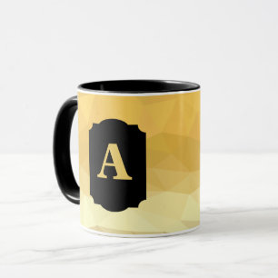Caneca monograma personalizado preto metálico-ouro 
