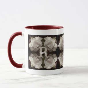 Caneca Monograma Personalizado Rosas Vintage Personalizad
