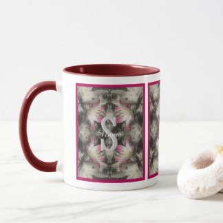 Caneca Monograma Personalizado Seu Nome Inicial Lírios