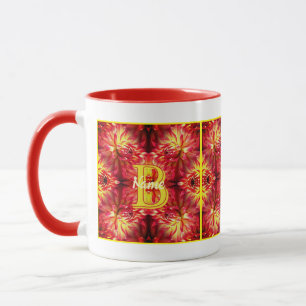 Caneca Monograma Personalizado Sua Letra Inicial Flor de