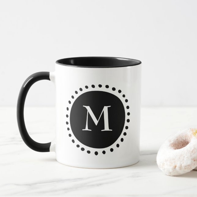 Caneca Monograma preto e branco (Com Donut)