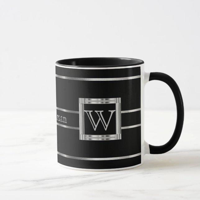 Caneca Monograma preto e prata  (Direita)