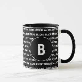 Caneca Monograma Preto Personalizado Mês de Histórico