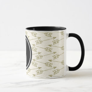 Caneca Monograma preto tribal das setas  