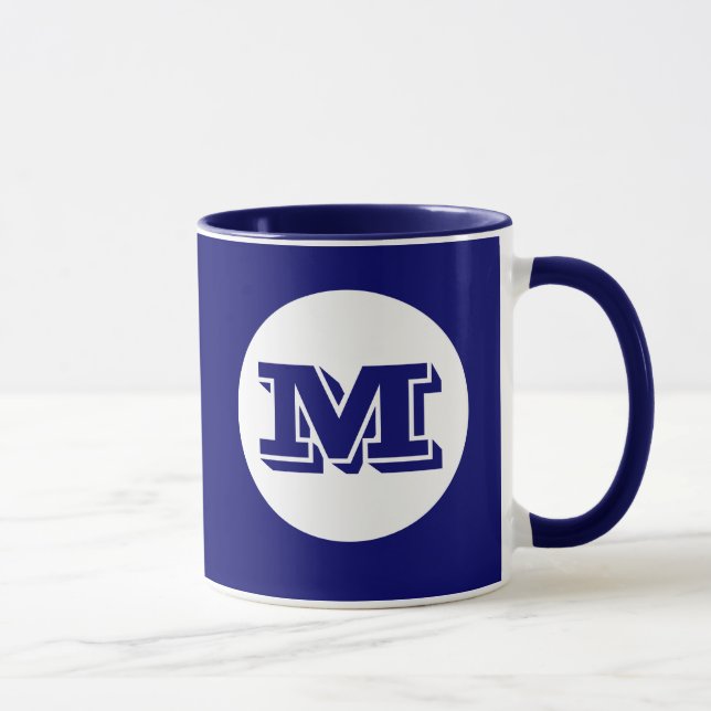 Caneca Monograma Real Azul, Pasta de Café Impressa (Direita)