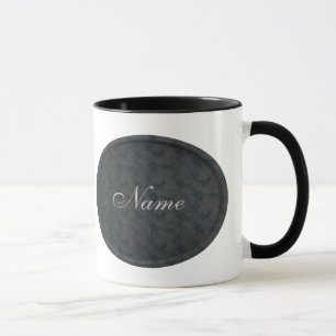 Caneca Monograma Seu Nome Floral Preto Personalizado