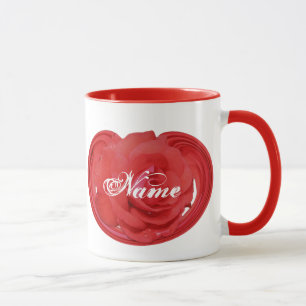 Caneca Monograma Seu Nome Rosa Floral Mug