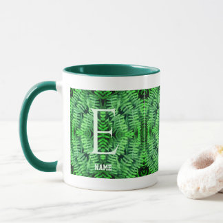 Caneca Monograma Seus Fetos Verdes Iniciais Personalizado