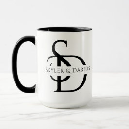 Caneca Monograma Simples De Casamento Personalizado Com N