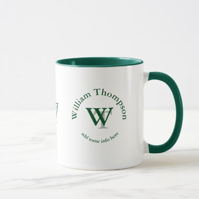 Caneca monograma tipográfico - logotipo verde personaliza (Direita)