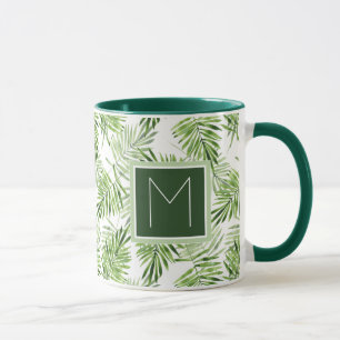 Caneca Monograma verde das folhas de palmeira