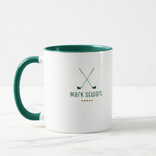 Caneca monograma verde do jogador de golfe