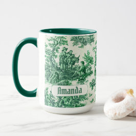 Caneca Monograma verde-floral de galhardetes