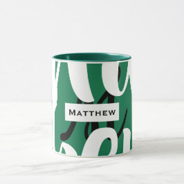 Caneca Monograma, verde, preto e branco