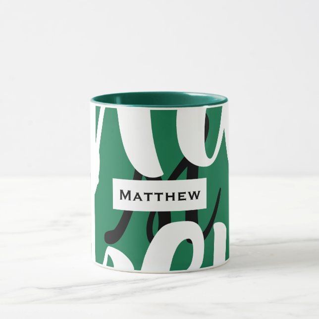 Caneca Monograma, verde, preto e branco (Centro)